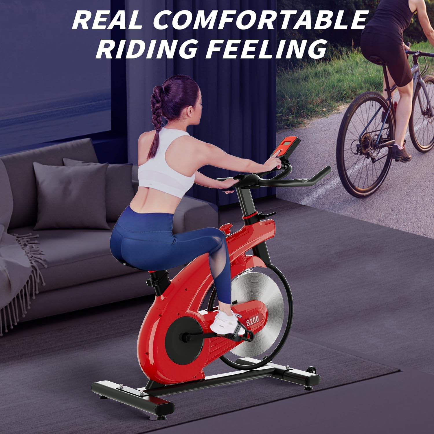 Exercise Bike,Stationary Bikes for Home - Adjustable Workout Bike, Professional Exercise Bikes for Home, Efficient Workout Bike with Smartphone Mount & Digital Pulse Display - Image 7