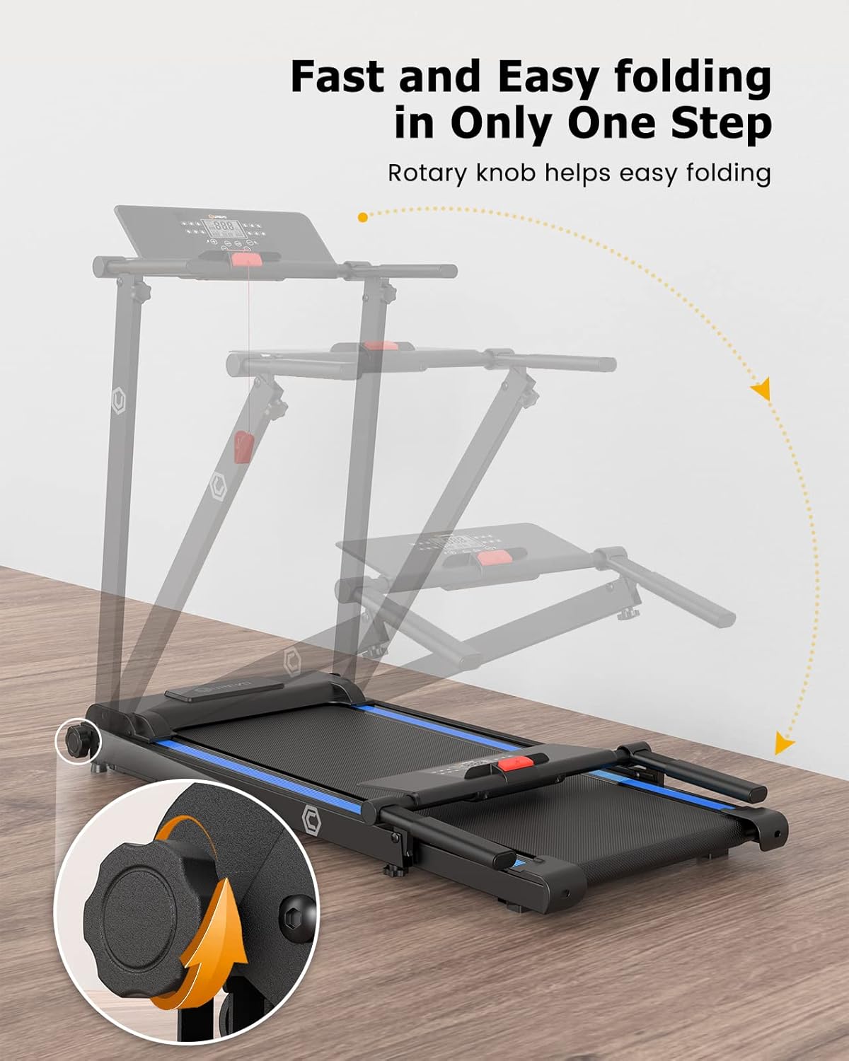 UREVO Treadmill with Desk Workstation, Walking Pad Treadmills for Home Office, Under Desk Compact Design Treadmill with HIIT Programs, Remote Control, LED Display - Image 5