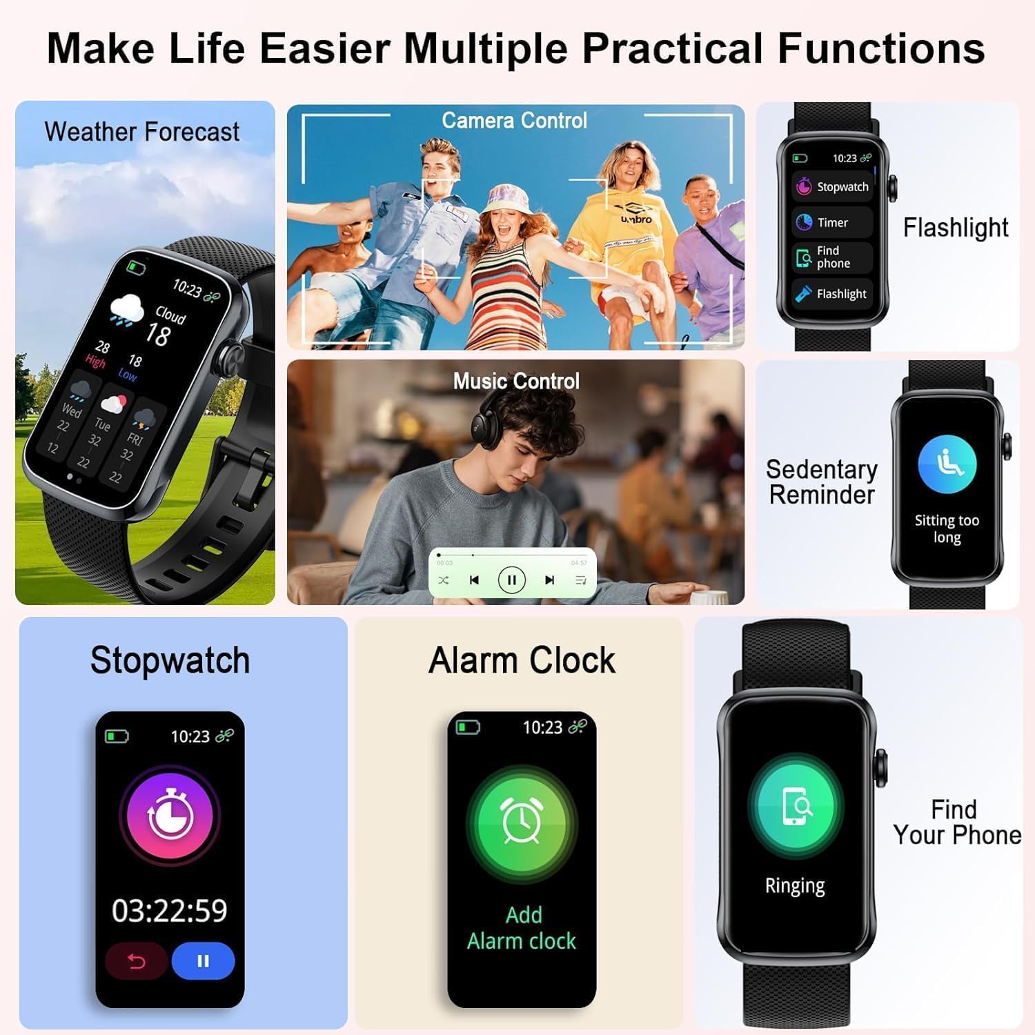 Fempoin Smart Watch, Smartwatch for Men Women with 24 Sport Modes, IP68 Waterproof Fitness Tracker with 24/7 Heart Rate/Sleep/SpO2 Monitor, Step Tracker, Pedometer, Activity Tracker for Android iOS - Image 3