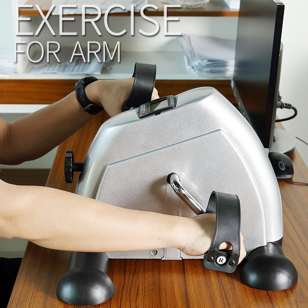 Mini Exercise Bike, himaly Under Desk Bike Pedal Exerciser Portable Foot Cycle Arm & Leg Peddler Machine with LCD Screen Displays - Image 5