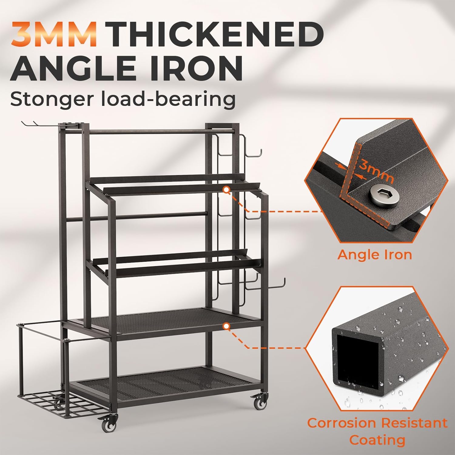 600LBS Dumbbell Rack Weight Stand - Bonvork Adjustable Weight Rack for Dumbbells, Home Gym Storage Rack for Yoga Mat Foam Roller Kettlebells, Workout Equipment Storage Organizer With Wheels - Image 4