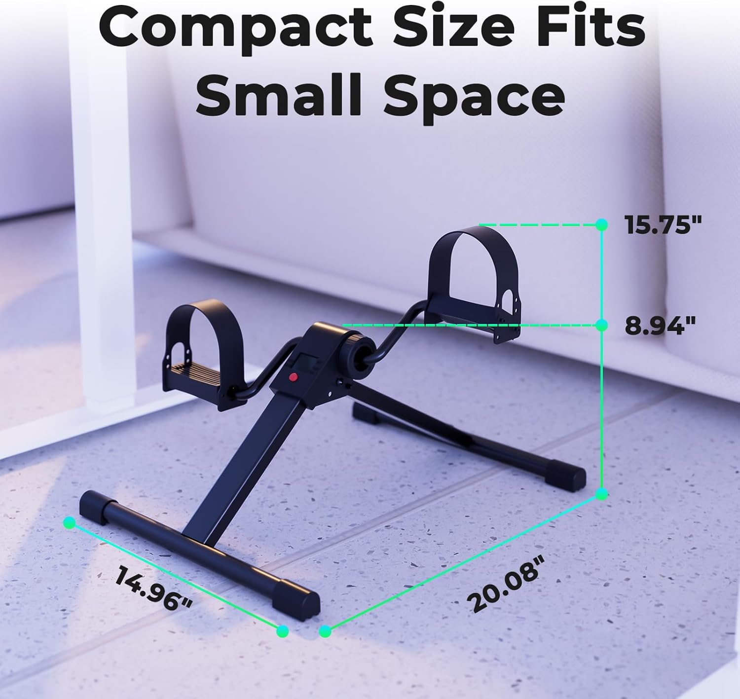 Folding Pedal Exerciser Under Desk Bike, Mini Exercise Bike for Arm/Leg Workout, Under Desk Cycle with Adjustable Resistance, Foot Exercise Machine with LCD Monitor - Image 6