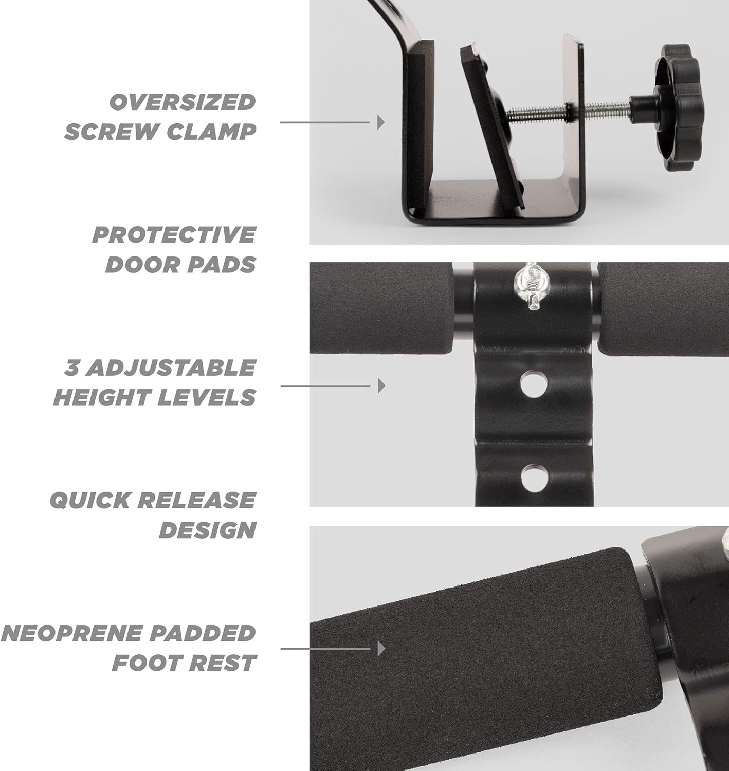 Phoenix Fitness RY848 Unisex Door Sit-Up Bar - Doorway Sports Crunch Bar for Abdominal Exercises Adjustable Levels and Padded Ankle Bar, Black, M - Image 4