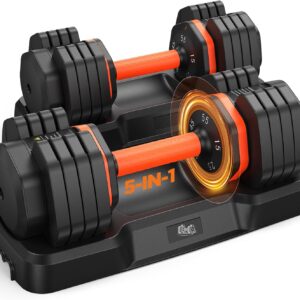 2025 Updated Adjustable Dumbbell Set of 2, 110lbs/50lbs Weights Dumbbell Set with Storage Box, 25lbs/55lbs Adjustable Weights with Anti-slip Silicone Grip, Weight Set For Home Gym Suit both Men and Women