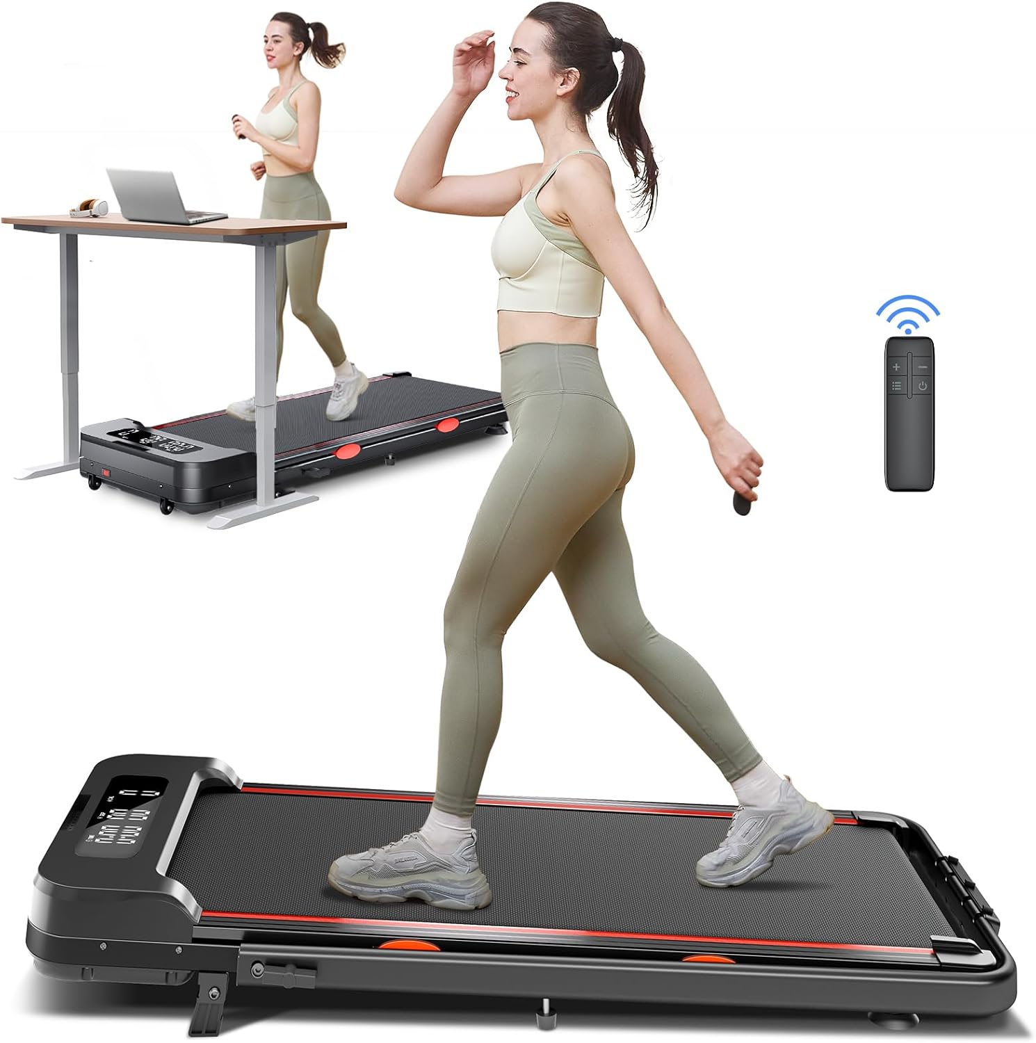 Folding 3 in 1 Walking Pad Treadmill with Handle Bar & Incline, 300 lb Capacity, Portable Under Desk Treadmill for Home Small Spaces Office - Image 8