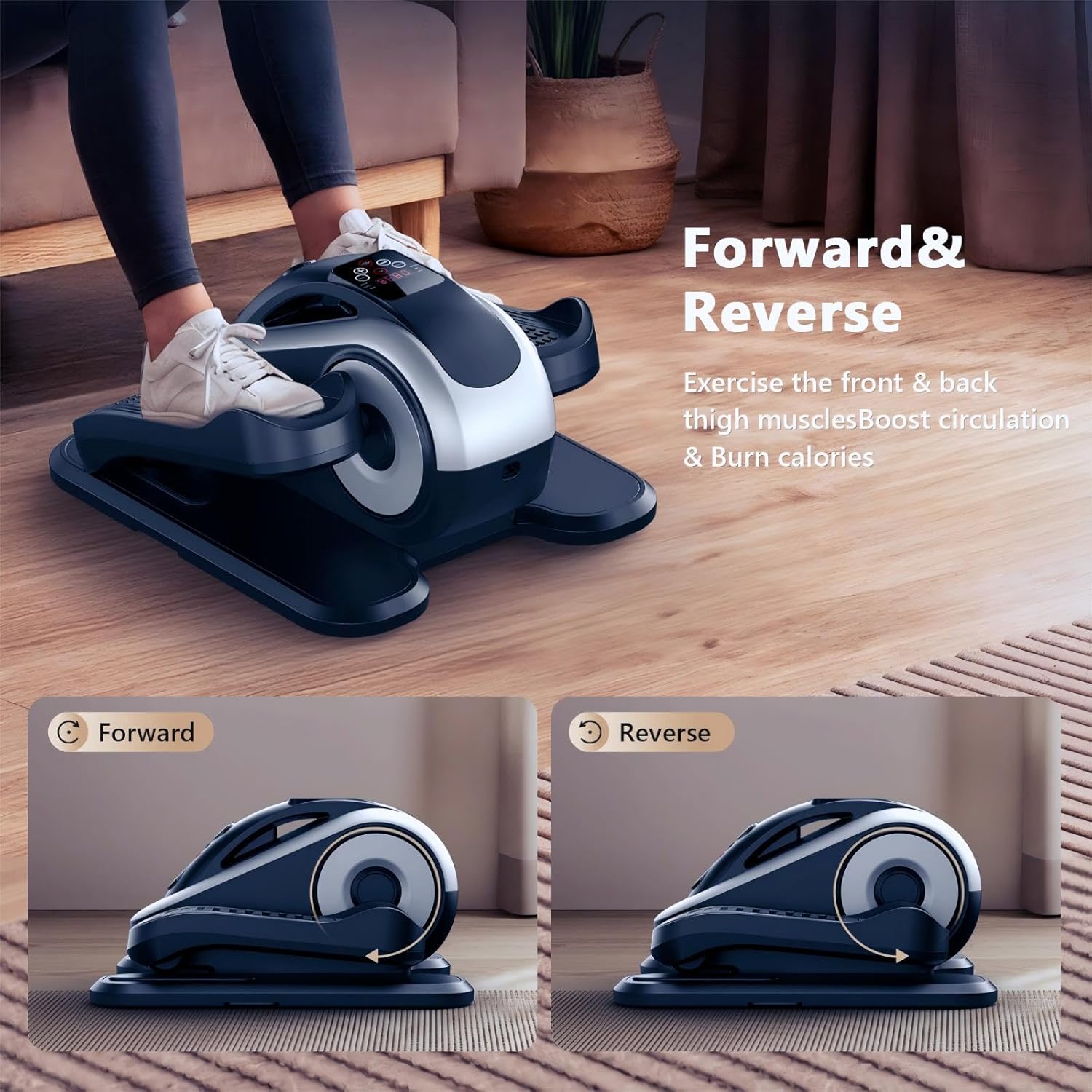 Under Desk Elliptical Machine,Electric Leg Exerciser for Seniors,12 Adjustable Speeds&12 Modes with Remote Control,Elastic Rope,Manual&Auto Mode for Home Office - Image 6