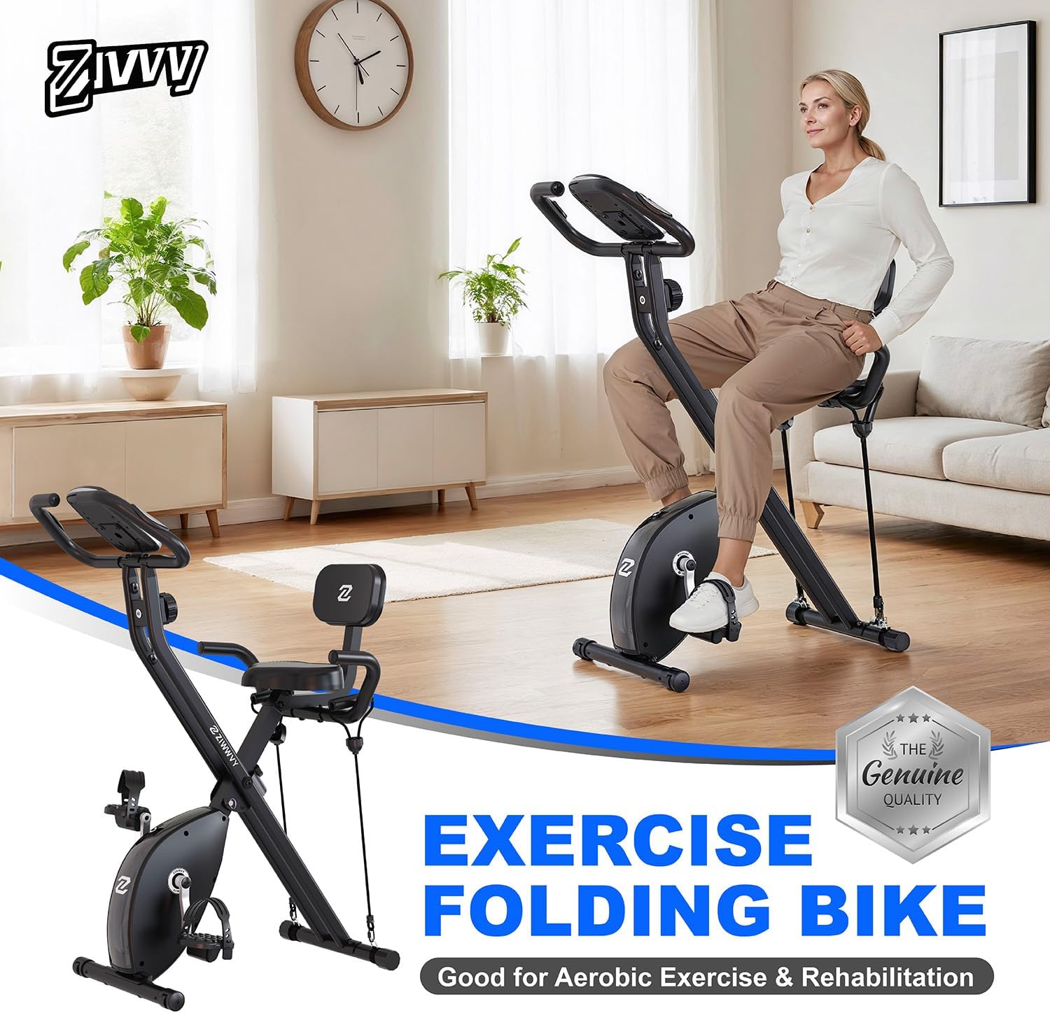 ZIWWVY- Foldable 3-in-1 Exercise Bike for Home – Upright & Recumbent Stationary Bike with 330 lbs Capacity, 8-Level Magnetic Resistance, Arm Bands & Pulse Sensor, Easy Assembly, 2025 upgrade X-bike - Image 2