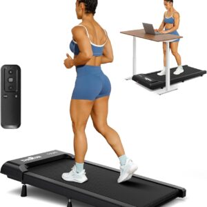THERUN Walking Pad Treadmill Under Desk, Portable Mini Treadmill for Home/Office, Walking Pad Machine with 2.5HP and 265 lbs Weight Capacity Remote Control LED Display