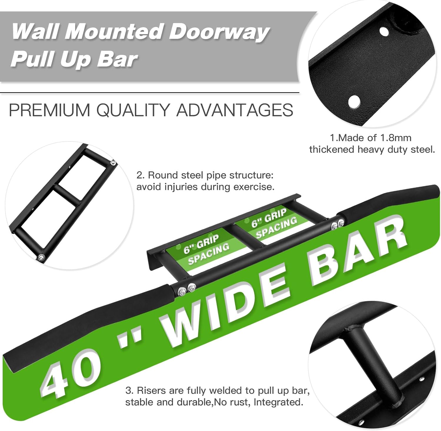 ATENTO Pull Up Bar, Chin Up Bars Ceiling Mount, Workout for Home Gym, Beam, Crossfit - Heavy-Duty, Foam Grip, Easy installation - Image 2