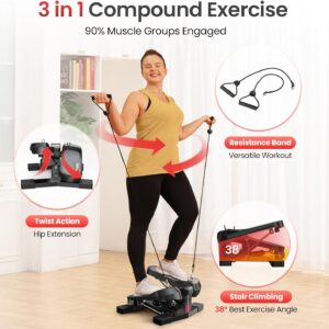 FLYBIRD Stair Stepper Machine with Resistance Bands for Home Workout, 350 LBS Capacity Twisting Stepper for Cardio, Legs, HIPS & Glutes, Fitness Equipment for Men and Women