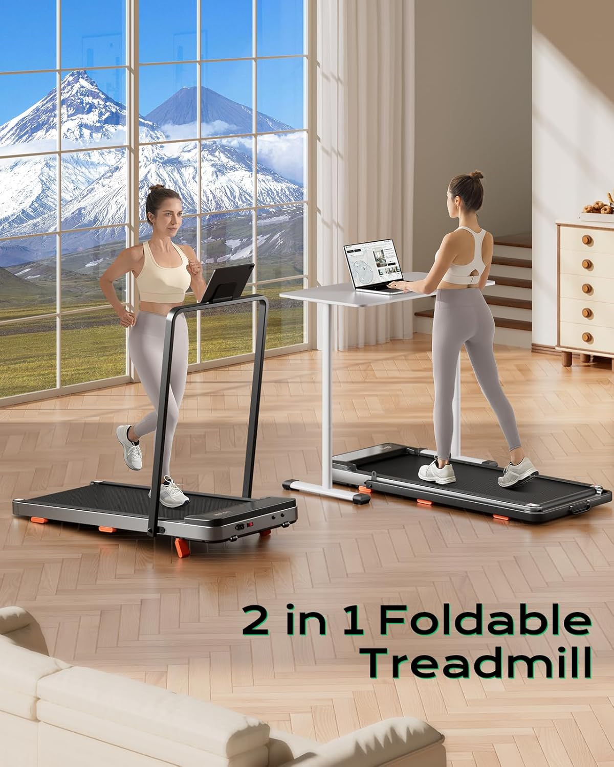 Walking Pad,Treadmill with Incline for Home Office, 2.5HP Portable Under Desk Treadmill with 265 Lbs Capacity,Remote Control, Led Display - Image 3