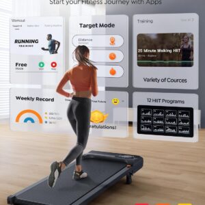 Walking Pad Treadmill with 10% Incline, Under Desk Treadmill, Compact Portable Treadmills for Home Office, 285lbs Capacity, APP/Remote Control, Exercise Anytime, Low-Noise