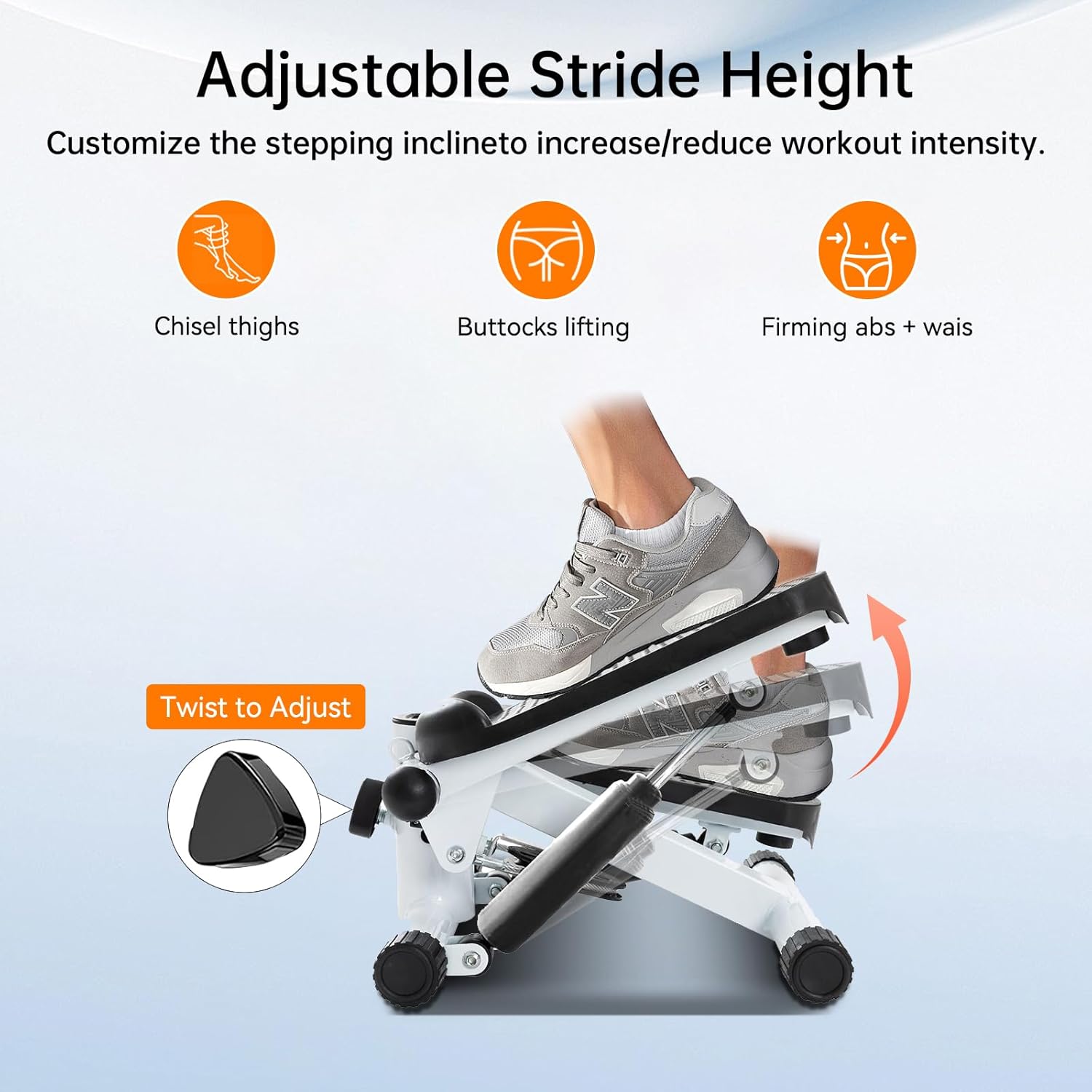 Steppers for Exercise at Home, Mini Stepper with Resistance Bands - Quiet, 360LBS Weight Capacity Portable Stair Stepper for Buttocks Lifting & Body Shaping, Compact Fitness Stepper for Small Spaces - Image 4