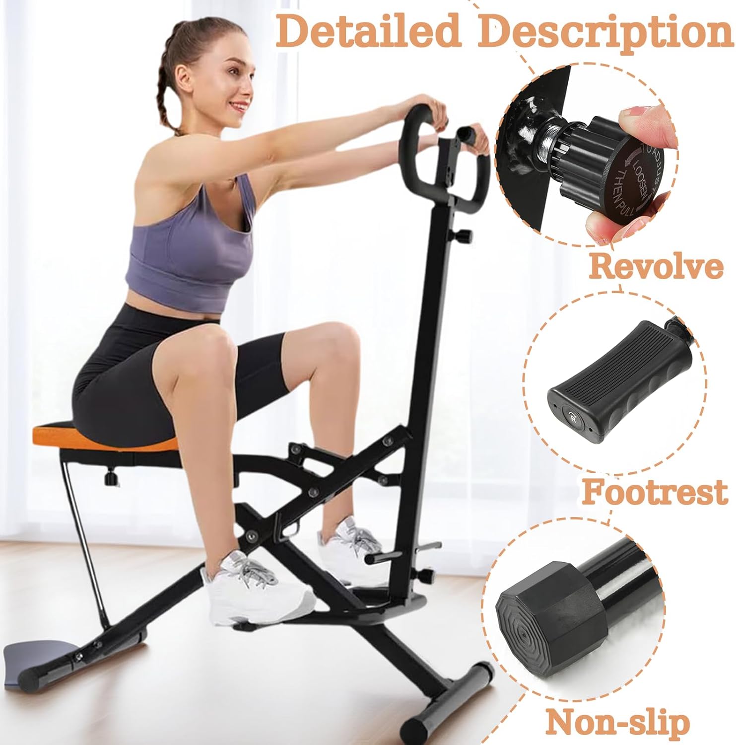 Squat Machine for Home, Squat Ride / Rowing Machine with Adjustable Resistance, Foldable Exercise Equipment, Glute & Leg Cardio Workout Machine - Image 5