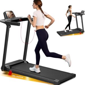 Portable Treadmill with Incline, 3.0HP Walking Pad with Handle Bar, 3-in-1 Foldable Treadmill for Home Office Small Space with Quiet Brushless, 300 LBS Capacity