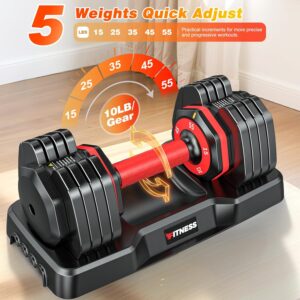 XDDIAS Adjustable Dumbbell Set of 2, 25/55/80LB Dumbbell Set-Fast Adjust Weights Set, 5/10/16 in 1 Free Weights Dumbbells Set with Anti-Slip Metal Handle, Compact Size for Men/Women Home Gym Equipment
