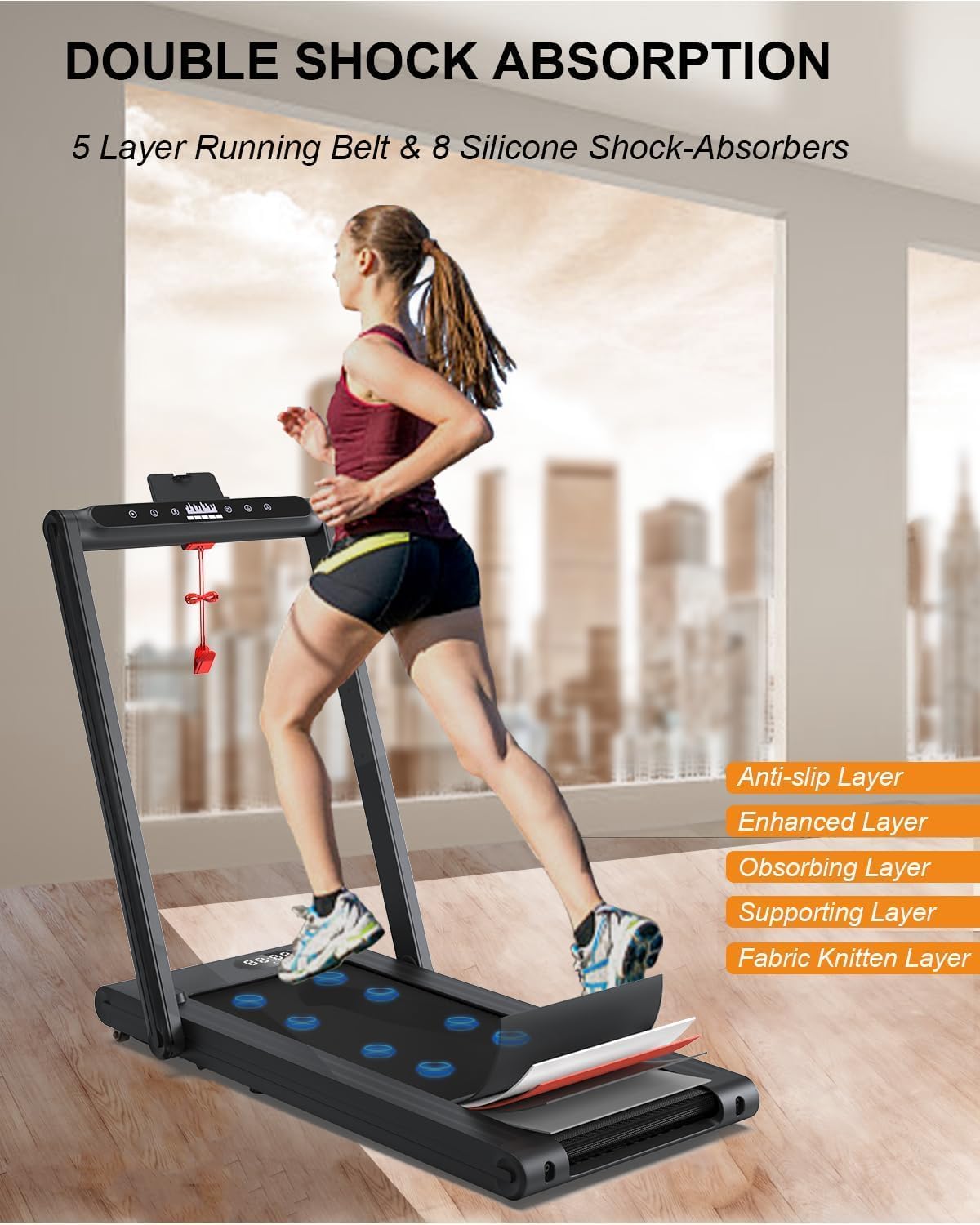 Treadmill Under Desk Walking Pad,2 in 1 Folding Treadmill for Home/Office with Remote Control and APP,Large Screen - Image 3