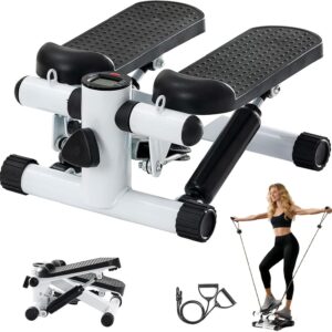 Steppers for Exercise at Home, Mini Stepper with Resistance Bands – Quiet, 360LBS Weight Capacity Portable Stair Stepper for Buttocks Lifting & Body Shaping, Compact Fitness Stepper for Small Spaces