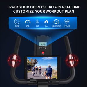 Exercise Bike,Adjustable Resistance Indoor Cycling Bike for Home Exercise – Stationary Bike with Smartphone Holder, LCD Display & Heart Rate Monitor