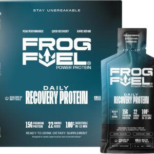 Frog Fuel Power Regular Protein Shot, 15g Protein Nano-Hydrolyzed Grass Fed Collagen, Post Workout, Gluten Free, Fat & Sugar Free, 22 Amino Acids, 0 Carbs, Berry, 1 oz Packets, 24 Pack