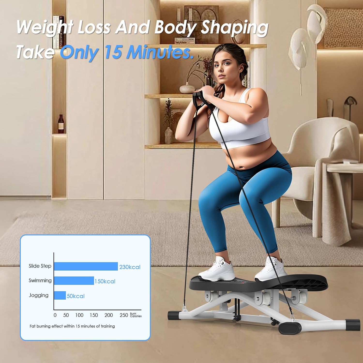 2025 New Ski Simulator Machine,Stridon Balance Board with Resistance Bands&LCD Monitor for Full Body, Noiseless Ski Exercise Machine for Skiing Beginners, Home Use - Image 6