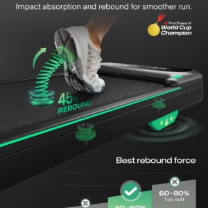 UREVO Smart Walking Pad, Quiet Under Desk Treadmill with APP & Remote, Portable Shock-Absorbing Walking Jogging Machine, Sleek Compact Design for Home Office Fitness