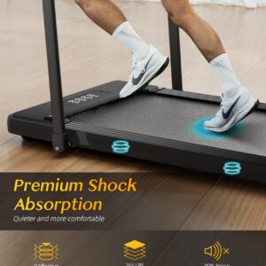 2 in 1 Folding Treadmill, Smart Walking Running Machine with Bluetooth Audio Speakers, Installation-Free，Under Desk Treadmill for Home/Office Gym Cardio Fitness