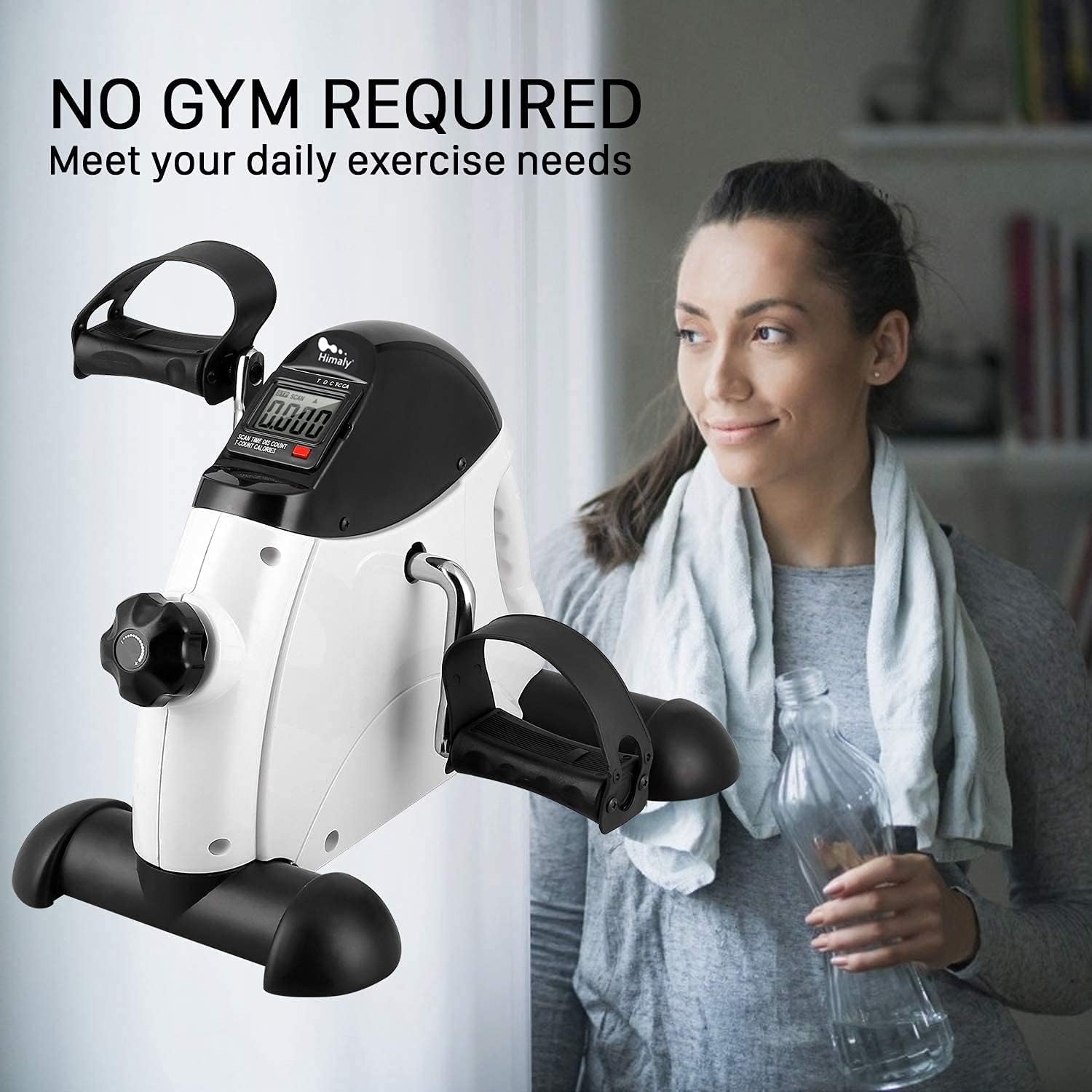 Mini Exercise Bike, himaly Under Desk Bike Pedal Exerciser Portable Foot Cycle Arm & Leg Peddler Machine with LCD Screen Displays - Image 7