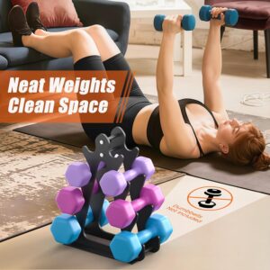 4-Tier Dumbbell Rack for 1-15 lb Weights, Holds 5 Pairs Space-Saving Sturdy A-Frame Stand for Home Gym, Weight Rack for Women’s Dumbbell Set (Dumbbell Rack Stand Only)