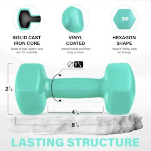 Yes4All Vinyl Hexagon Dumbbell – Dumbbells Set of 2 Hand Weights for Home Gym & Strength Training (2-15 lbs Weight Options)