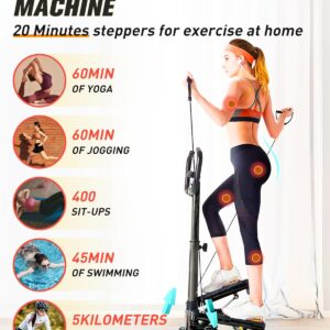 Wonderful Day Stair Steppers for Exercise at Home, Twist Stair Stepper Machine with Resistance Bands, LCD Monitor,300 lbs Loading Capacity