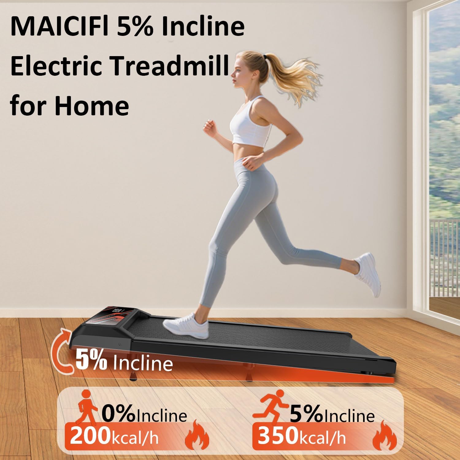 Under Desk Treadmill, Walking Treadmill Pad, 2.5 HP 265 Lbs Low Noise Walking Pad Incline LED Display with Remote Control Walking Jogging Running Machine, Treadmills for Home and Office - Image 3