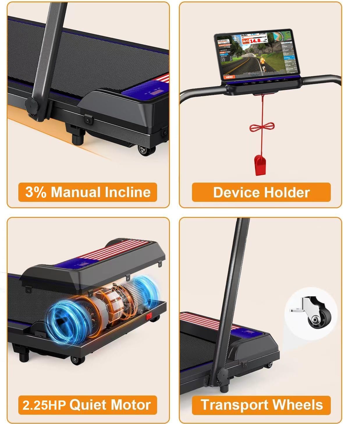 Treadmill Under Desk Walking Pad,2 in 1 Folding Treadmill for Home/Office with Remote Control and APP,Large Screen - Image 5