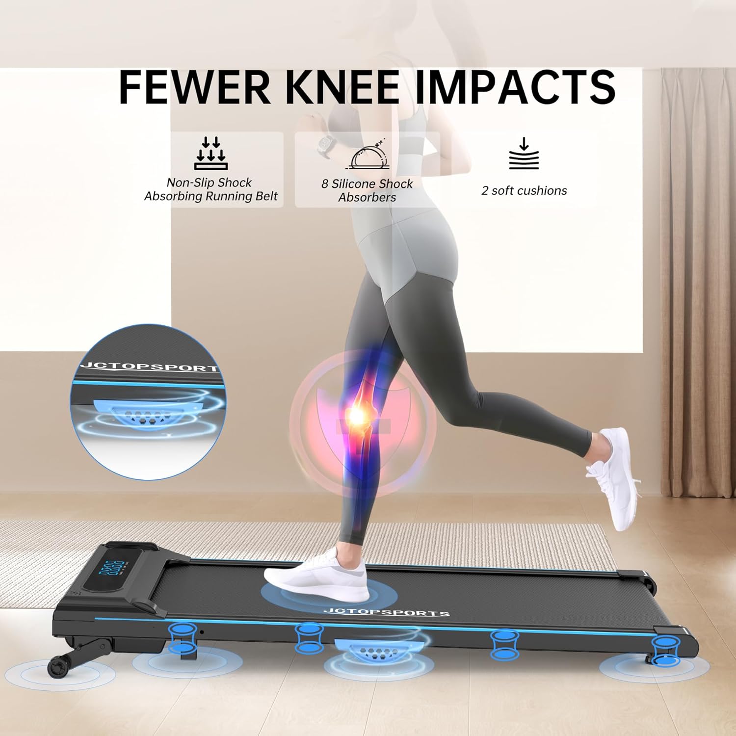 3-in-1 Treadmill for Home, Portable Walking Pad with Hand & Running Machine with Remote Control & LED Display, Compact Electric Treadmill for Home & Office, 300 lbs Capacity - Image 6