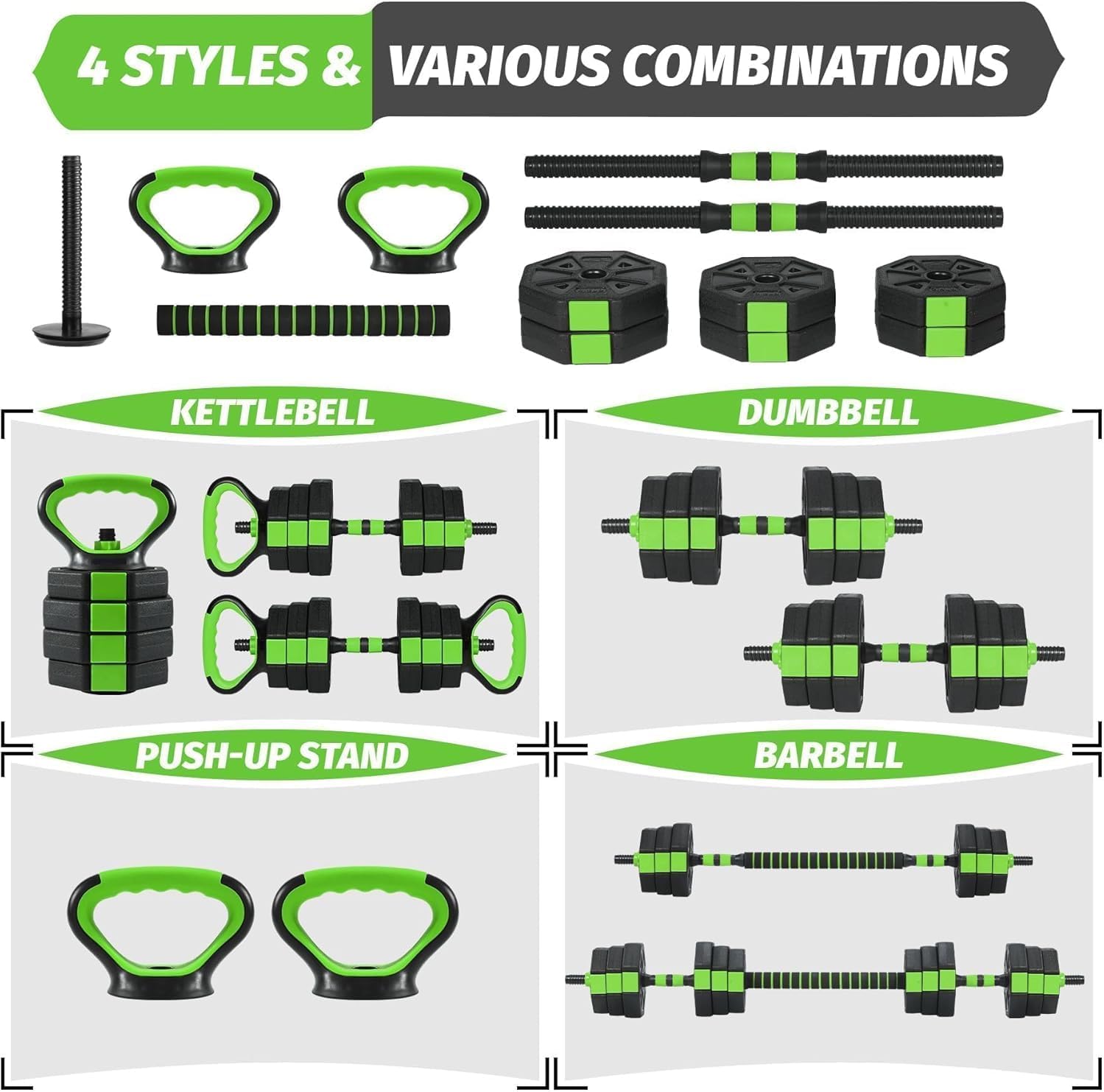 Adjustable Dumbbell Set, 44/66/88Lbs 4-in-1 Free Weights for Home Gym, Converts to Kettlebell & Barbell with Connector, Non-Slip Grip, Ideal for Men & Women Strength Training - Image 4
