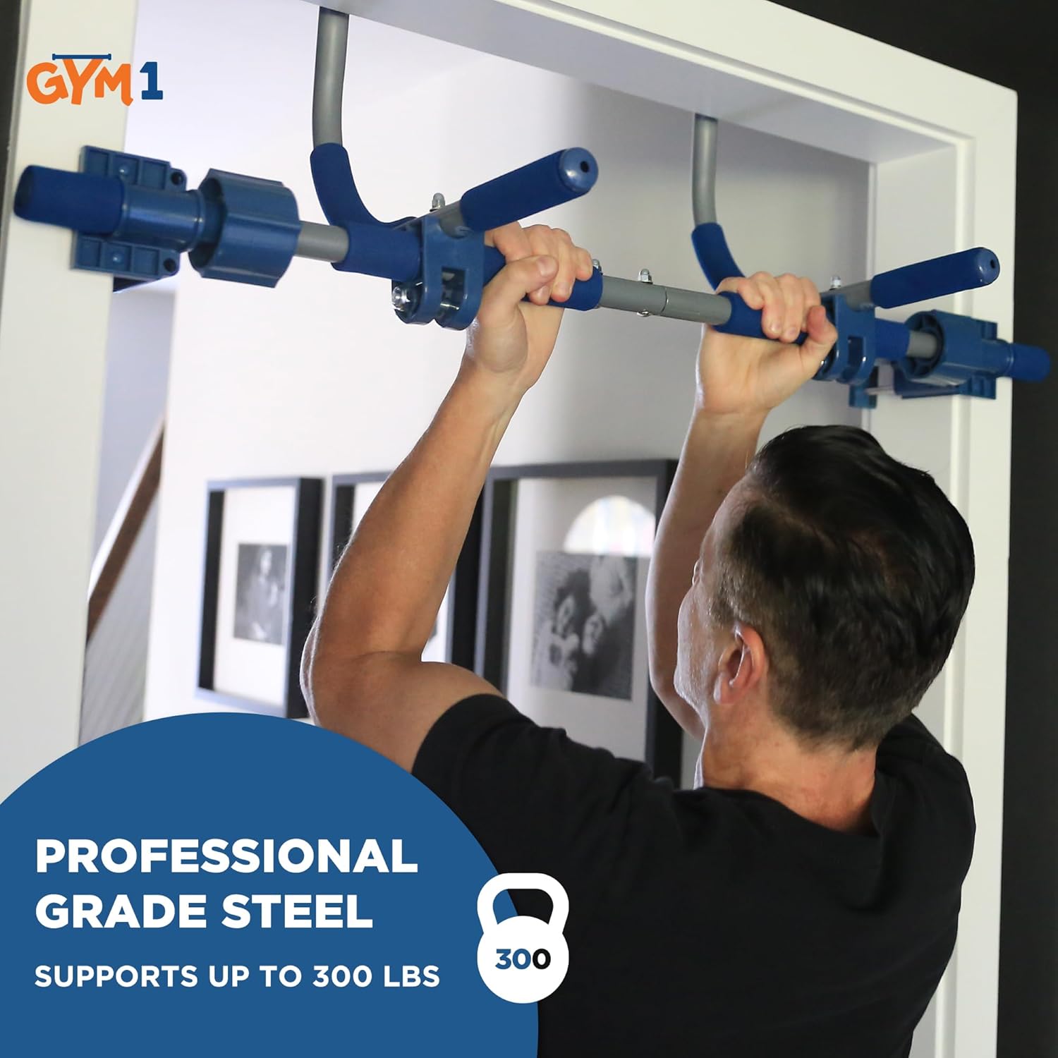 Gym1 6-Piece Doorway Gym Indoor Playground - 6-Piece, Blue - Indoor Playset with Sensory Swing, Pull-Up Bar & Rings, Trapeze, Ladder & Knotted Rope - Image 4