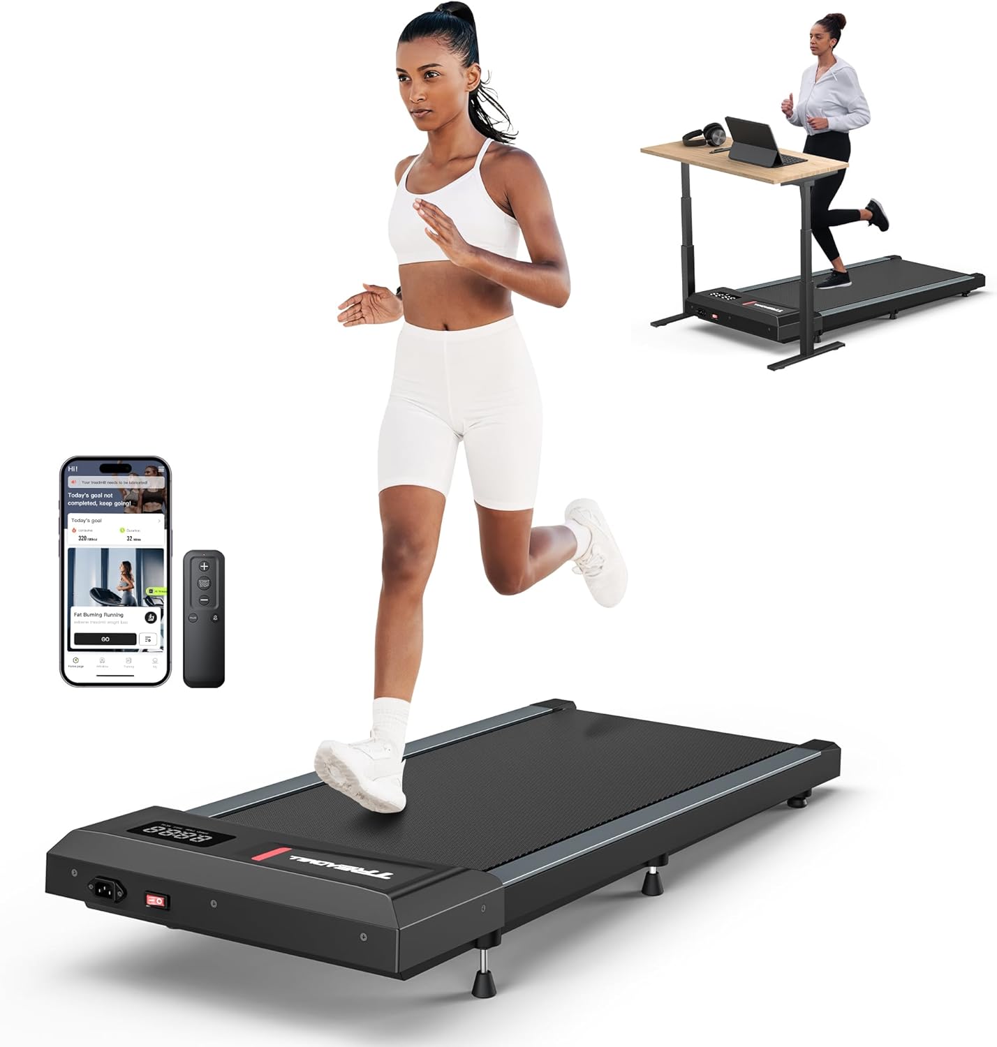 WELLFIT 10% Incline Walking Pad with Handle Bar, Foldable Treadmills for Home and Office, Under Desk Treadmill 320lbs Capacity, 3.0HP Voice Control, Portable Compact for Condo Space Saver Easy to Move