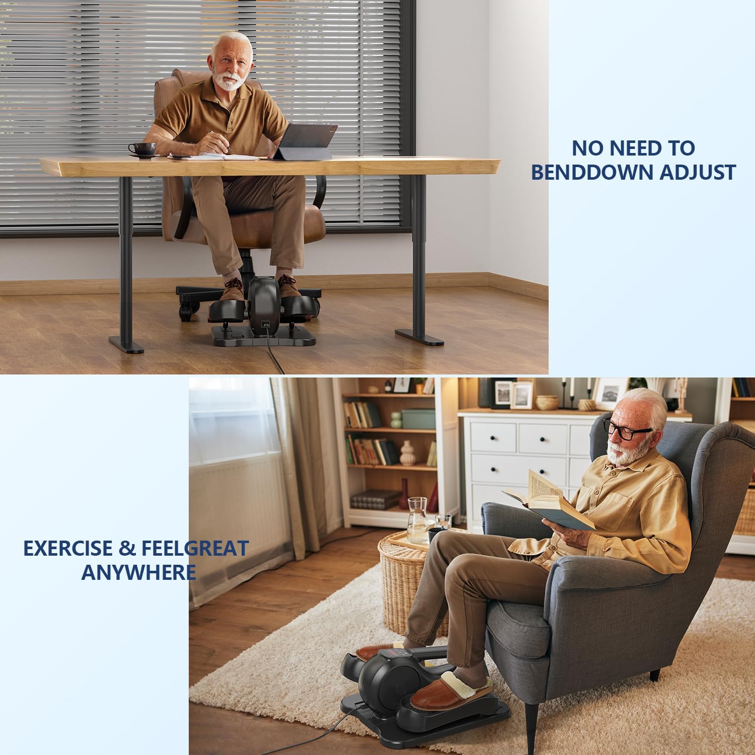 Under Desk Elliptical Machine for Home Ellipse Leg Exerciser for Seniors with Remote Control Quiet & Portable Electric Seated Pedal Exerciser with 6 Adjustable Speeds - Image 6