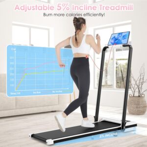 ANCHEER Foldable Treadmill with 12% Incline, 3.0HP Walking Pad Treadmills with Handles, 320LBS Capacity/2S Folding/Widened Belt, Quiet Portable Walking Treadmill Under Desk with LED