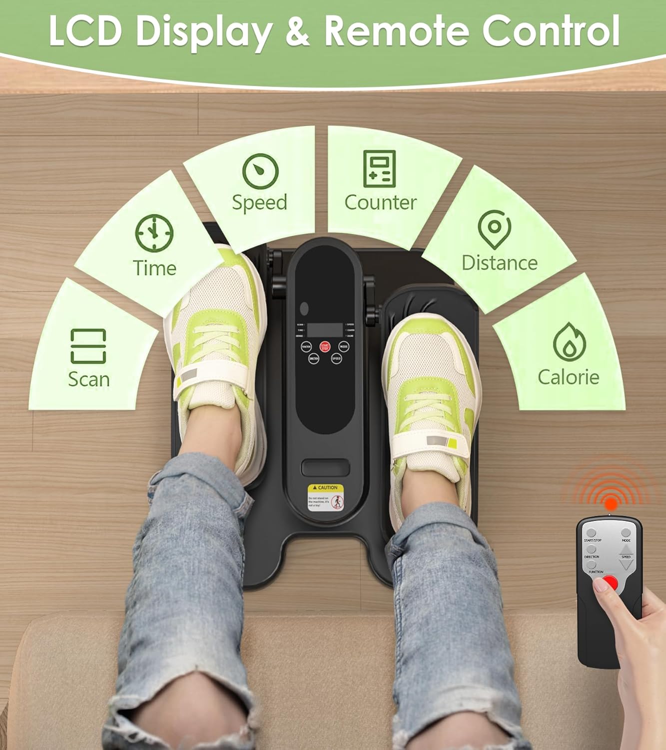 Under Desk Elliptical Machine, Electric Seated Leg Exerciser for Seniors, Adjustable Speed & Low-Impact Design, Quiet Portable Trainer with Remote Control for Home Office - Image 3