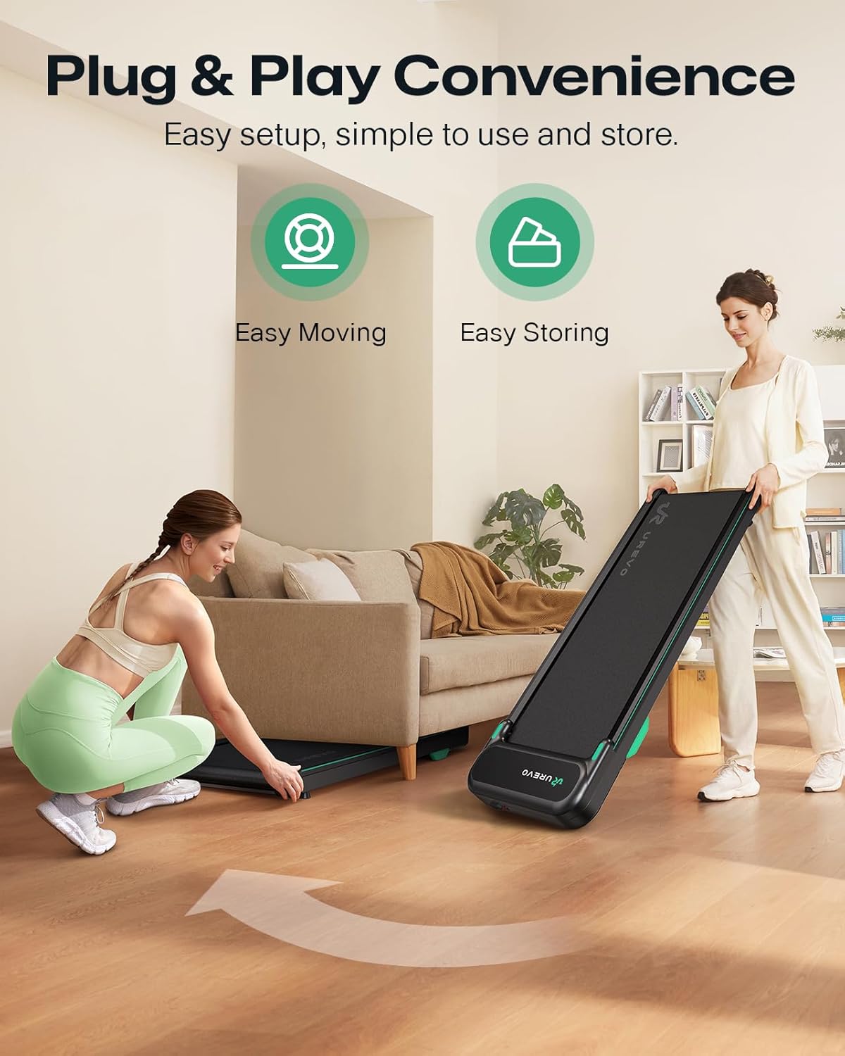 UREVO Smart Walking Pad, Quiet Under Desk Treadmill with APP & Remote, Portable Shock-Absorbing Walking Jogging Machine, Sleek Compact Design for Home Office Fitness - Image 8