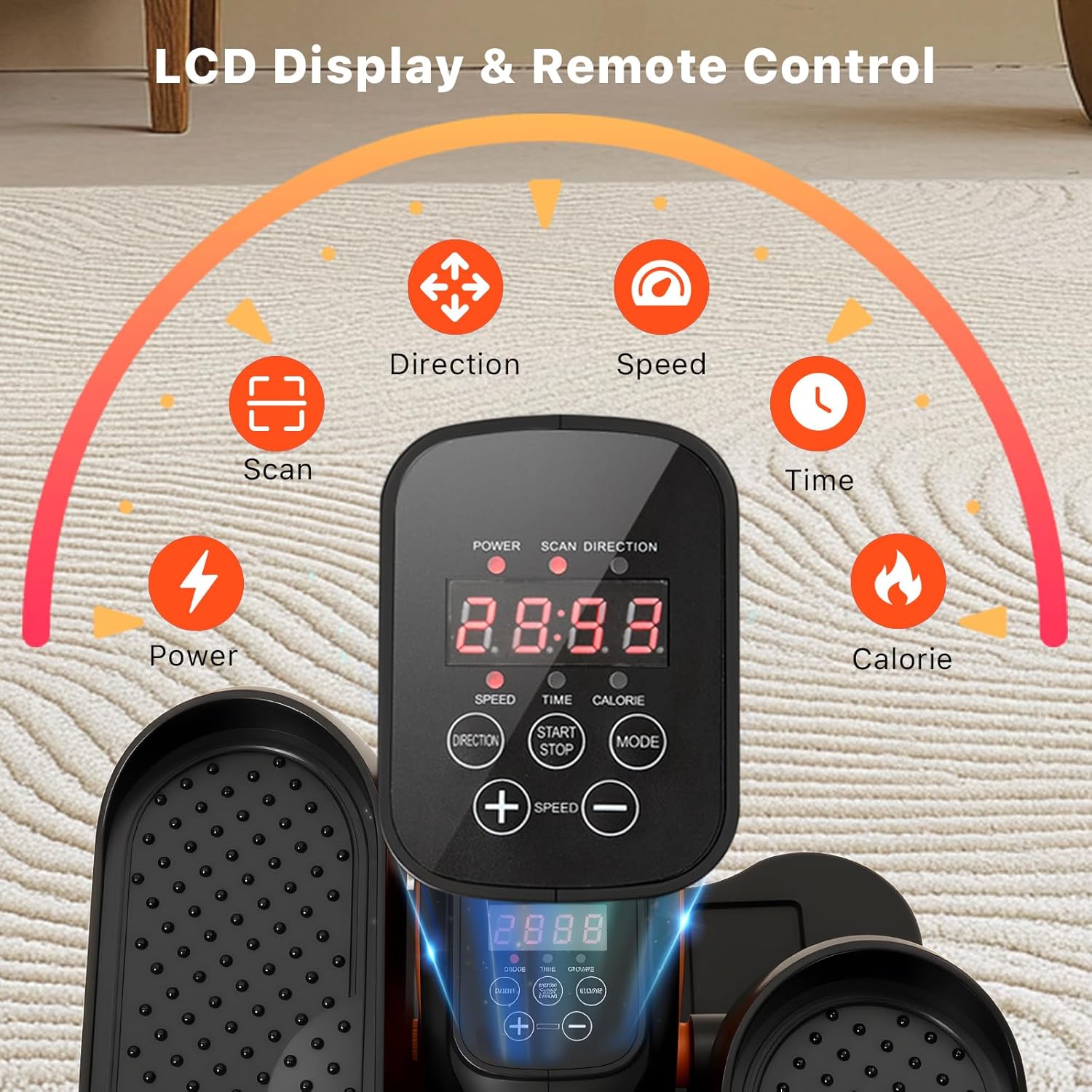 Under Desk Elliptical Machine,Electric Ellipse Leg Exerciser as See on TV with Remote Control,12 Level Speeds Seated Pedal Exerciser for Seniors Adults, Manual & Auto Mode - Image 3