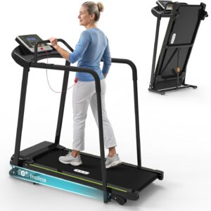 Redliro Walking Treadmill with Long Handrail for Balance, Recovery Fitness Exercise Machine Foldable for Home use with Holder for Phone & Cup,LCD Display, 300 lbs Capacity