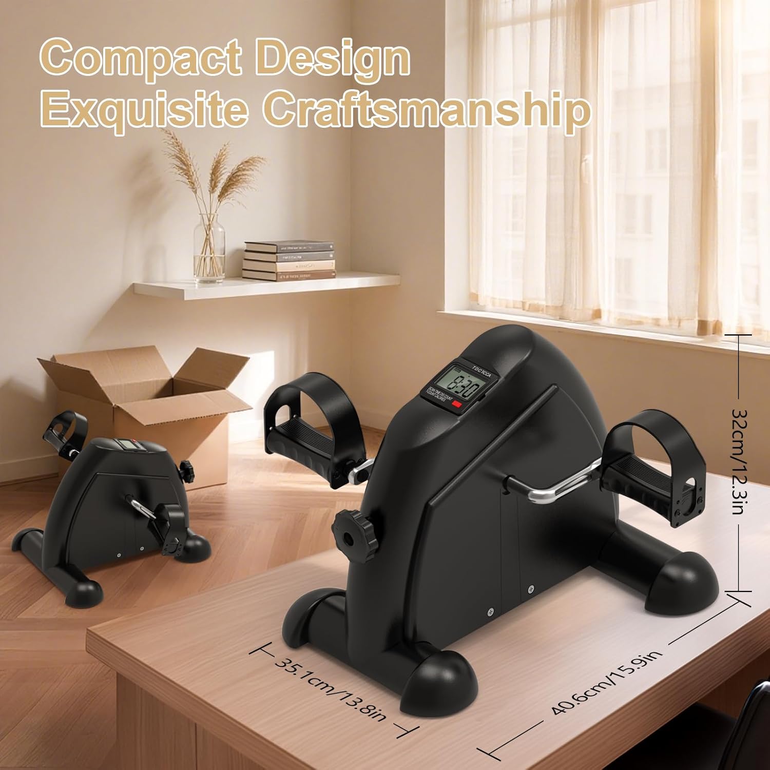 Under Desk Elliptical & Mini Exercise Bike – Seated Electric Leg Exerciser & Magnetic Pedal Machine for Seniors Arms & Legs Workout with Remote, LCD Display& Adjustable Resistance - Image 5