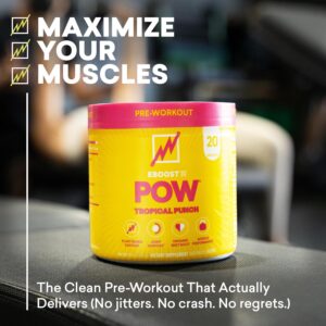 EBOOST POW Natural Pre Workout Powder – 20 Servings – Tropical Punch – A Pre Workout Supplement for Performance, Joint Mobility Support, Energy, Focus – Men & Women – Non-GMO, Gluten-Free, No Creatine