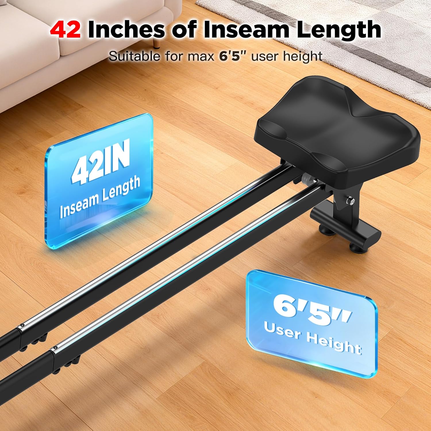 Rowing Machines for Home,Quiet Resistance Magnetic Rower Machine with 32 Levels,350lb Weight Capacity,Compact Dual Slide Rail,LED Monitor & Comfortable Seat,App Supported&Tablet Holder - Image 6