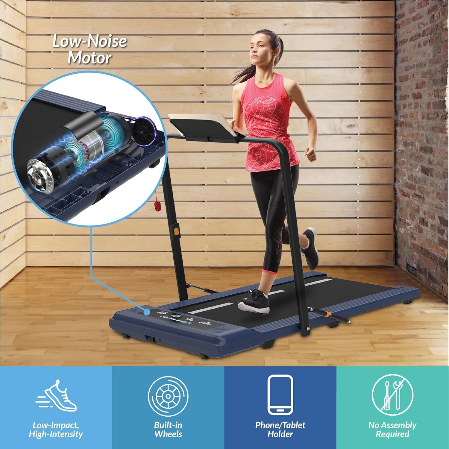 Exerpeutic 400 Lb. Capacity Heavy-Duty Walking/Jogging Exercise Treadmill - Home Gym Workout Equipment - Foldable Under Desk Design - Image 4