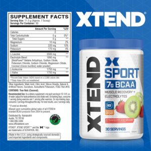 XTEND Sport BCAA Powder Strawberry Kiwi Splash – Electrolyte Powder for Recovery & Hydration with Amino Acids – 30 Servings