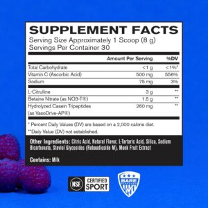 BARE PERFORMANCE NUTRITION, BPN Endo Pump Pre-Workout Muscle Pump Enhancer, Increased Blood Flow/Oxygen Transport to Muscles, Blue Raspberry