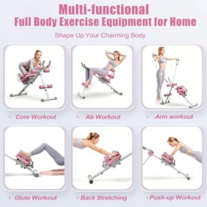 EPHESPORT Multifunctional Ab Machine, Adjustable Ab Workout Equipment, Ab ＆ Sit Up Machine for Stomach Workout, Foldable Abdominal Trainer With Knee and Back Protection, Full Body Workout for Home Gym